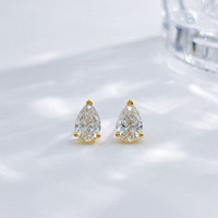 Orecchini a Perno Minimalisti in Oro Giallo 18K con Diamante Coltivato in Laboratorio, Design a Goccia a Tre Punte, Gioielli Raffinati per Donne