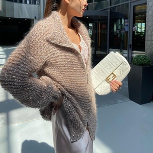 <span class=keywords><strong>Cardigan</strong></span> Invernale da <span class=keywords><strong>Donna</strong></span> in Maglia <span class=keywords><strong>con</strong></span> <span class=keywords><strong>Cerniera</strong></span>, Maniche a Lanterna Ricamate a Macchina <span class=keywords><strong>con</strong></span> Paillettes, Stile Casual e alla Moda - Product Image 6