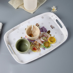 Plateau de service en mélamine de style européen, creux, à deux poignées, pour café, en porcelaine, pour la maison - Product Image 3