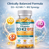 Capsules de suppléments OEM ODM Vitamine D3 K2 MK7 B12 Haute Puissance Soutien Immunitaire Osseux Cardiaque Fabricant Marque Privée