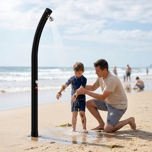 Douche solaire extérieure 20L, colonne de douche incurvée en ABS et <span class=keywords><strong>PVC</strong></span>, chauffée par l'énergie solaire, pour <span class=keywords><strong>piscine</strong></span>, jardin, plage, cour arrière, spa - Product Image 4