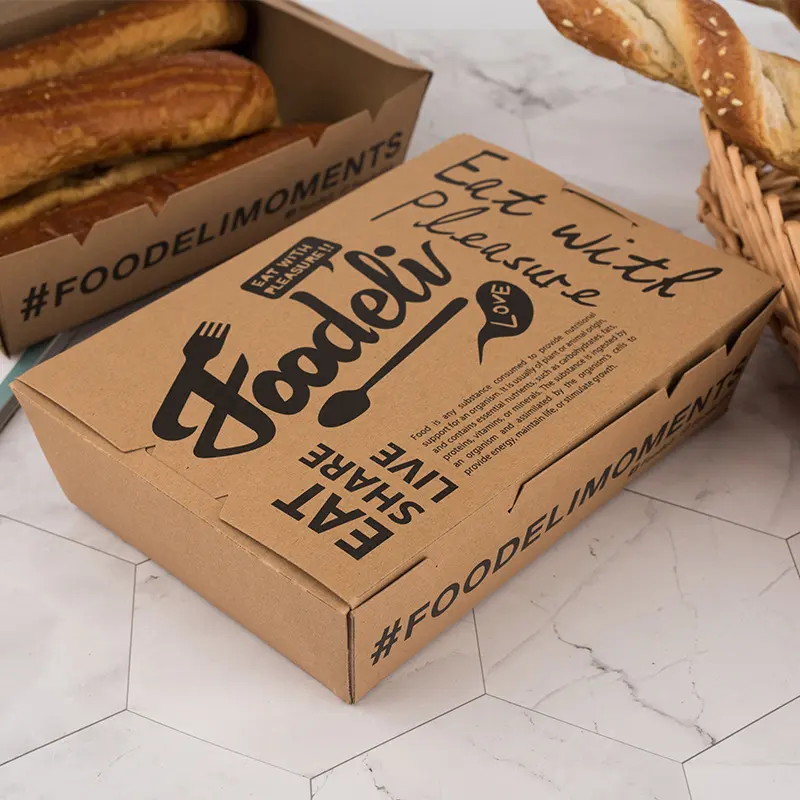 식품 국수 컨테이너 도너 케밥 포장 상자 일회용 식품 포장 판지 사용자 정의 로고 인쇄 크래프트 종이