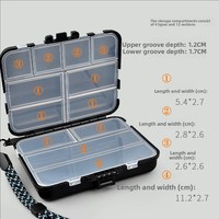 Boîte de rangement pour leurres en plastique, accessoire de pêche, double couche, portable, pour leurres souples artificiels, paillettes, leurres minnows, têtes de jig