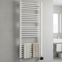 Sèche-serviettes électrique mural pour salle de bain d'appartement, blanc, avec thermostat numérique et panier de rangement
