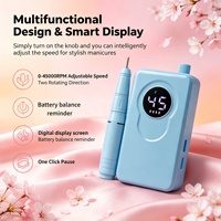 Machine à ongles rechargeable en plastique 45000 tr/min, lime à ongles électrique portable sans fil, polisseuse à ongles professionnelle pour le nail art