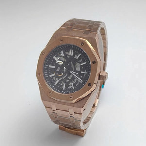 Reloj Automático para Hombre de 41 mm, Caja Octogonal Mod, PVD Oro Rosa, Borde Negro, Manecillas Blancas, Esfera Esqueleto, Compatible con Movimiento NH70, MOQ 1 - Product Image 4