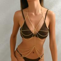 Chaîne de corps plaquée or, chaîne d'épaule, chaîne de taille pour bikini tendance, collier, bijoux de soutien-gorge à pampilles, vente en gros