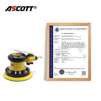 Lijadora Orbital Aleatoria Neumática Industrial ASCOTT de 125 mm, Pulidora de Doble Acción para Madera y Automóviles, con Certificación CE
