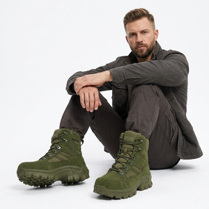 Bottes tactiques de randonnée pour hommes SF17 706 UNZHUO, vertes, à tige haute, en nylon, à lacets, pour toutes les saisons, entraînement en plein air, vente en gros - Product Image 1