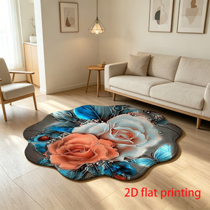 Tapis rond en mousse à poils coupés, imprimé floral moderne, personnalisé BT1028, fabricant OEM ODM, tapis doux pour salon et chambre à coucher - Product Image 3