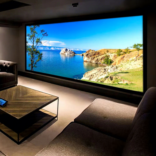 HEYU ALR Black Diamond 92 100 120 133 150 180 200 Inch 16:9 Wide Aluminum Frame 80mm Fixed Frame Projector Projection Screen