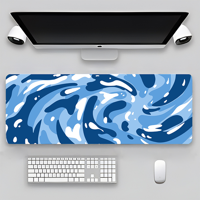 Blue White Swirl Large Mouse Pad Non-Slip Rubber Base Durable and Water Resistant Mouse Pad for Office Gaming 80x30cm