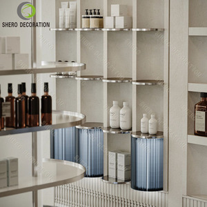 Skincare Display Rack Cosmetics Showcase LED Lighted Wall Cabinet Beauty Store Shelving for Retail Shop Interior Design - Product Image 4