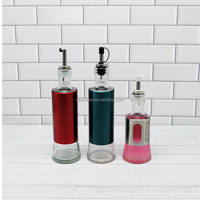 Bouteille en verre de 200 ml, 300 ml, 500 ml pour l'huile avec double bec verseur en silicone