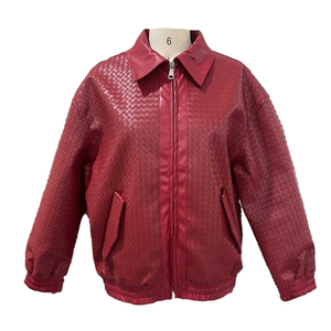 Европейская и американская однотонная кожаная куртка на молнии для женщин, модный новый стиль для повседневной уличной одежды. - Product Image 3