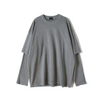 Personnalisé T-shirt vintage délavé de haute qualité pour hommes Double couche à manches longues Oversize Unique Print Dropshipping Stock