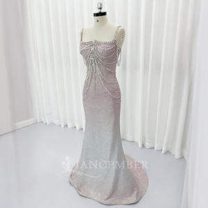 ชุดราตรีสีชมพู Hx160 รุ่น <span class=keywords><strong>Hot</strong></span> Drill ทรงเมอร์เมด ประดับลูกปัดและเลื่อมบนตัวเสื้อ  ชุดออกงานหรูหราสำหรับงานปาร์ตี้  Jancember - Product Image 2