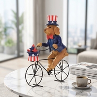 Figurines de chien en résine Redeco, style patriotique, décoration artistique, design sur le thème du drapeau américain pour la maison, exposition du Jour de l'Indépendance