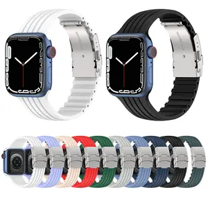 Correia de relógio inteligente de silicone, correia de silicone para apple watch series 7 6 5 4 3 41mm 45mm 44mm 40mm 42mm 38mm