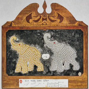 Broche éléphant avec symbole de courage en alliage de strass argenté et doré, idéale pour mariage, fête, costume, ou comme cadeau - Product Image 3