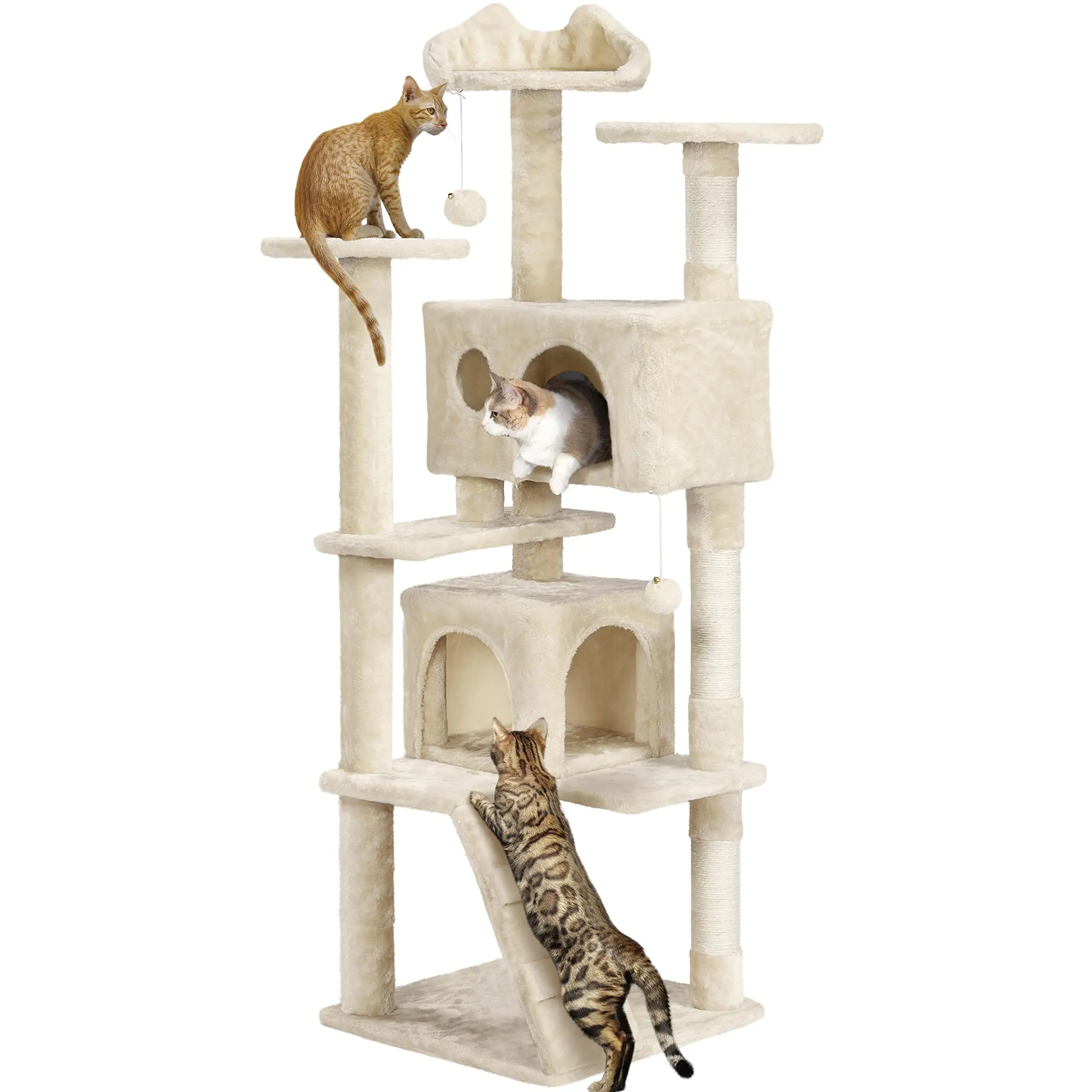 54in Cat Tree Tower Condo Furniture cat scratcher Post for Kittens Pet House Play cat trees   scratcher