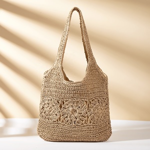 Borsa da Spiaggia in Paglia Intrecciata a Mano, Grande Capacità, Casual, con Chiusura Aperta per Vacanze Estive - Product Image 2