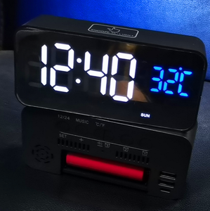 Âm Nhạc LED Hiển Thị Kỹ Thuật Số Bảng Âm Nhạc Đồng Hồ Báo Thức Với Gương 3 Cài Đặt Báo Thức - Product Image 5