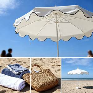 ร่มกันแดดทรงเจดีย์วินเทจสุดหรู - ร่มกันแดดลายทางสีขาวพิมพ์ลายตามสั่ง สำหรับสวนและลานบ้านวิลล่าระดับไฮเอนด์ - Product Image 2