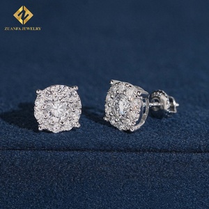 Classic Fashion Popular 8.8mm Round Stone <b>Stud</b> <b>Earrings</b> Lab Grown Diamond 925 <b>Silver</b> Plated Round <b>Stud</b> <b>Earrings</b> Screw Back - Product Image 3