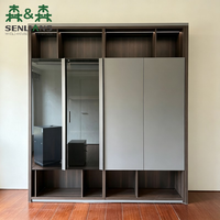 Armario de Dormitorio Moderno de Lujo, Minimalista, con Puerta de Vidrio, de Piso a Techo, con Luz LED, Organizador de Ropa