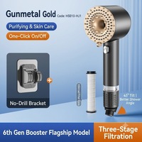 Pommeau de Douche Double Turbine avec Filtre Pressurisé 3 Fonctions, Douchette Portable pour Accessoires de Robinet de Salle de Bain