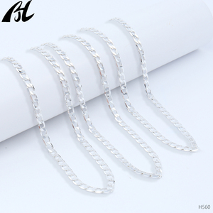 H560 <strong>Silver</strong> <strong>Necklace</strong>, Thin Curb Chain, Minimalist Simple Link, <strong>Choker</strong> for Unisex, Daily Commute Versatile - Product Image 2