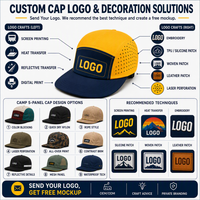 Casquette de camping 5 panneaux personnalisable avec étiquette tissée brodée, multicolore, vierge et unie, conçue par le fabricant