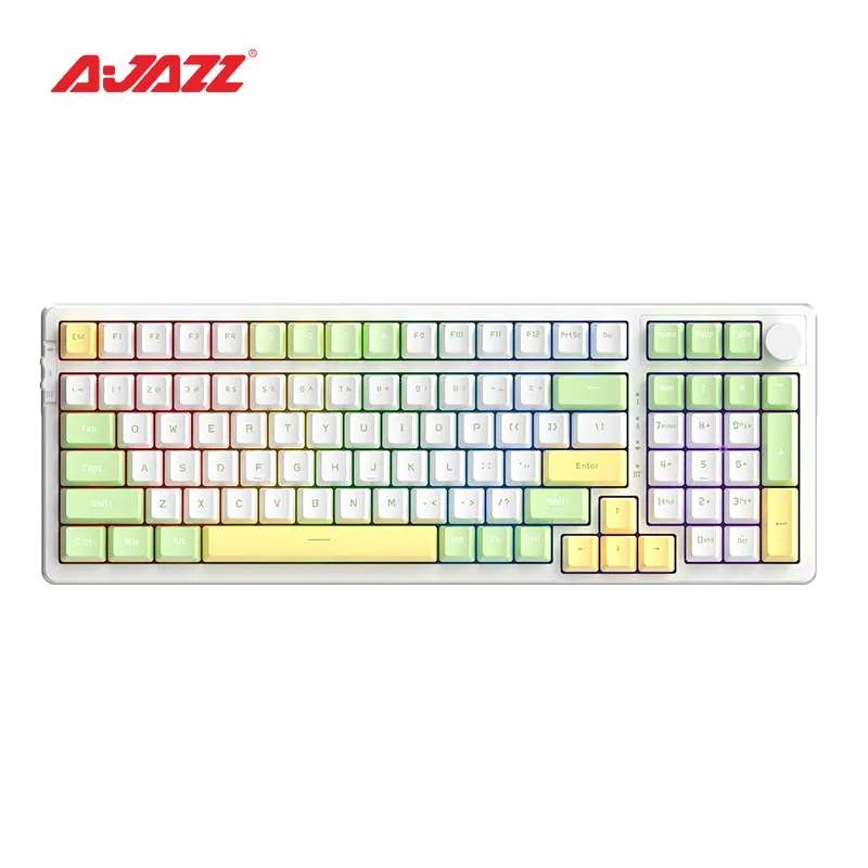 Ajazz AK992 92-keys Hot-swappable OEM PBT Keycaps Three-mode RGB Backlight Switch Mechanical Keyboard