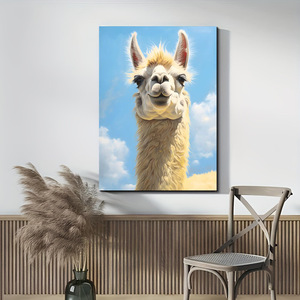 Cao cấp vải sơn nhà máy tùy chỉnh Scandinavian phong cách Alpaca phòng khách trang trí lối vào treo bức tranh động vật - Product Image 1