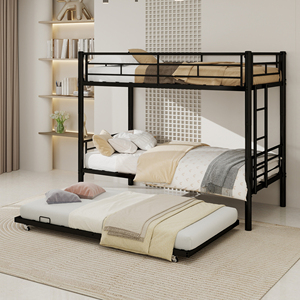 <span class=keywords><strong>Lit</strong></span> superposé double moderne réglable avec <span class=keywords><strong>lit</strong></span> <span class=keywords><strong>gigogne</strong></span>, cadre en fer robuste, barrières de sécurité et échelles pour enfants et adultes, usage domestique - Product Image 6