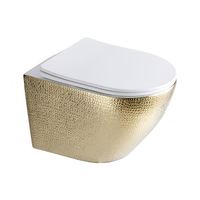 Salle de bain noir avec couleur or marron ensemble d'accessoires de toilette motif en céramique moderne noir toilette suspendue