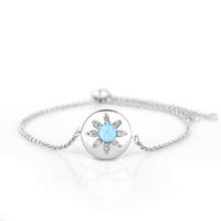 Bracelet de luxe avec breloque fleur opale, chaîne réglable en argent 925, bijou élégant pour le quotidien, pour filles et femmes