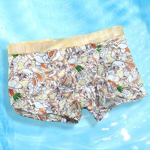 Usine en gros hommes mi-hauteur rose boxeurs 1 pièce jaune dessin animé impression glace soie soyeux respirant sous-vêtements tricoté tissu - Product Image 5