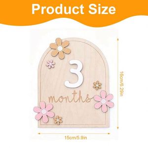 Cartes de développement mensuel en bois pour bébé, motifs floraux, double face, numérotées par mois, accessoires de photographie pour nouveau-nés filles et garçons - Product Image 2