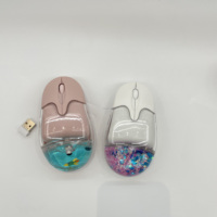Souris filaire USB personnalisable en acrylique fantaisie avec liquide aquatique, motif animal, forme ovale, multicolores