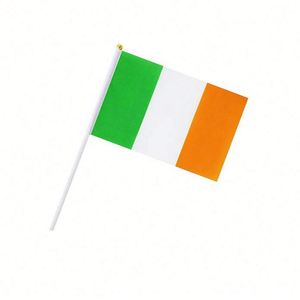 Wholesale Polyester Cheap Stock 14x21cm St. Patrick Day Hand Held Mini Ireland Irish Waving <b>Flag</b> - Product Image 1
