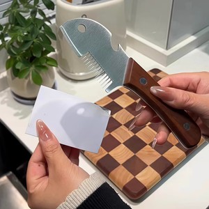 มีดสแตนเลสอเนกประสงค์พร้อมด้ามไม้เคลือบผิวขัดเงาสำหรับหั่นกระเทียมขิงต้นหอมเครื่องมือทำครัว - Product Image 1