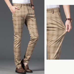 Mens Plaid Formal Dress Pants Stretch Skinny Checkered <strong>Golf</strong> <strong>Trousers</strong> Male Tartan Office Clothes Business Suit Tweed Pants - Product Image 5