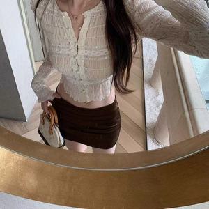Maglione da Donna in Viscosa 100% Traspirante, Stile Francese Vintage, a <span class=keywords><strong>Maniche</strong></span> <span class=keywords><strong>Lunghe</strong></span>, con Collo Rovesciato, Tinta Unita, Vestibilità Slim, per Tutte le Stagioni - Product Image 5