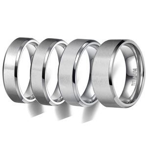 Tempusort Fashion Jewelry 4MM 6MM 8MM 10MM <strong>Custom</strong> Logo Silver Color Brushed Titanium <strong>Rings</strong> for Men Women's Wedding Engagement - Product Image 1