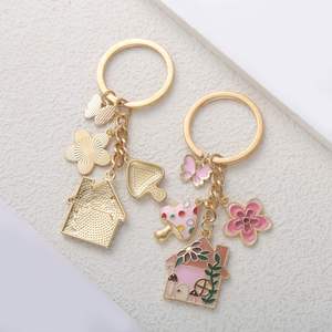 Adorable Pink Mushroom Keychain Fairy House <b>Bag</b> <b>Charm</b> with Butterfly Cute Backpack Accessory Sweet Girly Gift - Product Image 4