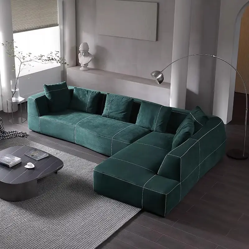 Modern basit tarzı kumaş katı ahşap kesit kanepe oturma odası mobilya ev koltuk takımı l şekli koltuk takımı