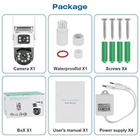 Caméra WiFi extérieure IP66 à double objectif 2,4 GHz, caméra de sécurité HD sans fil avec suivi de mouvement et interphone vocal