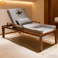 Lit de massage spa moderne de luxe léger en bois massif thaïlandais avec éponge haute densité, fauteuil inclinable double usage, écologique et durable pour la maison et l'hôtel